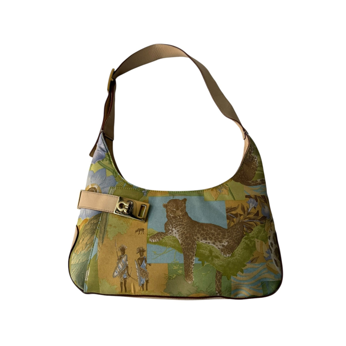 Salvatore Ferragamo Jungle Leopard Gancio Shoulder Bag