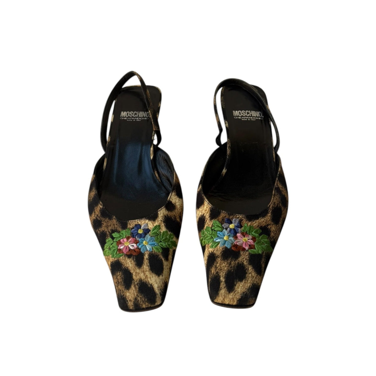 Moschino Cheetah Slingback Kitten Heels