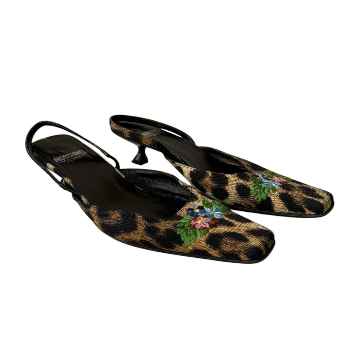 Moschino Cheetah Slingback Kitten Heels