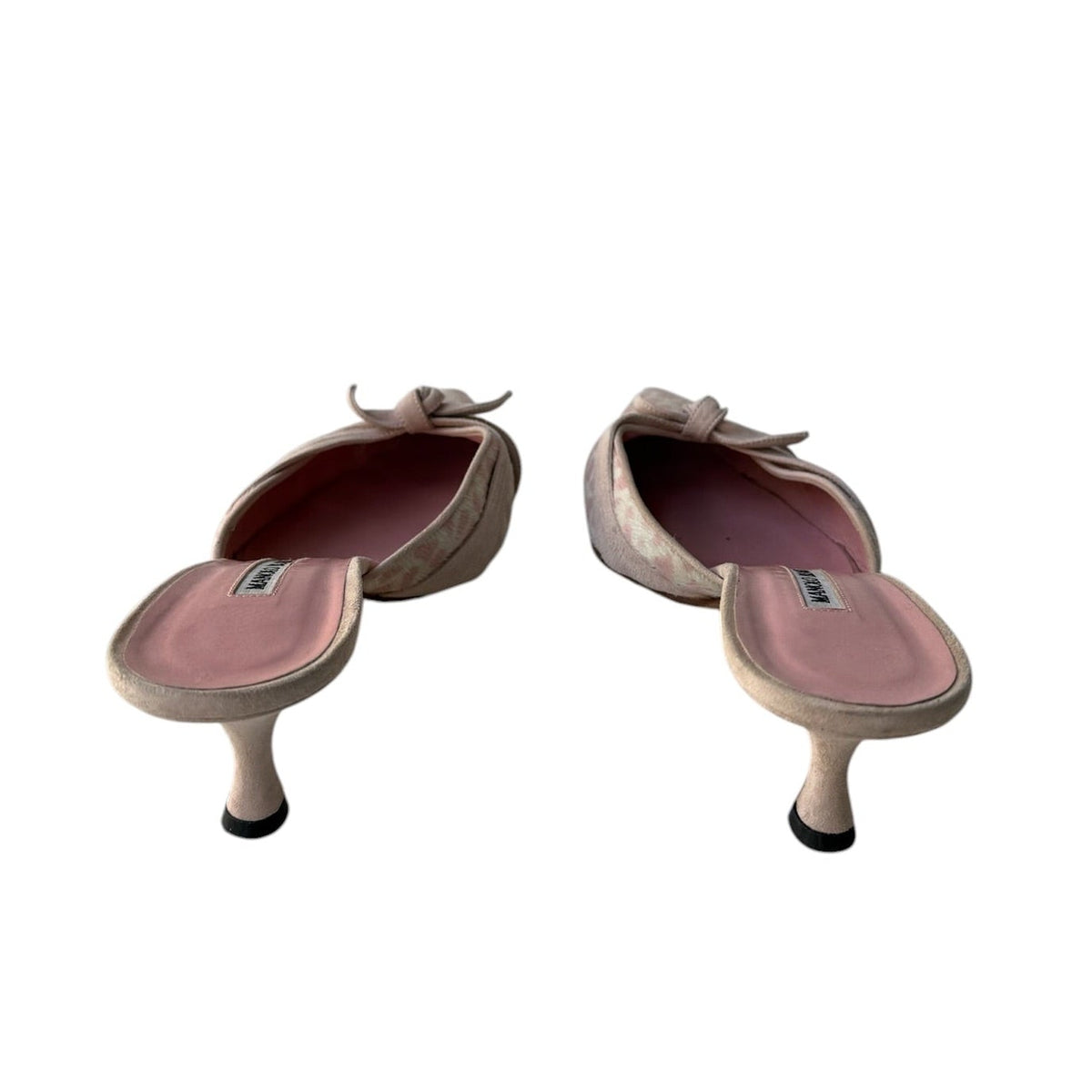 Manolo Blahnik Pink Leopard Pony Mules