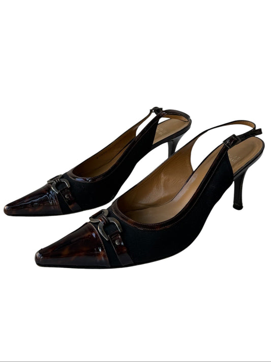 Stuart Weitzman Black/Tortoise Shell Slingback Heels