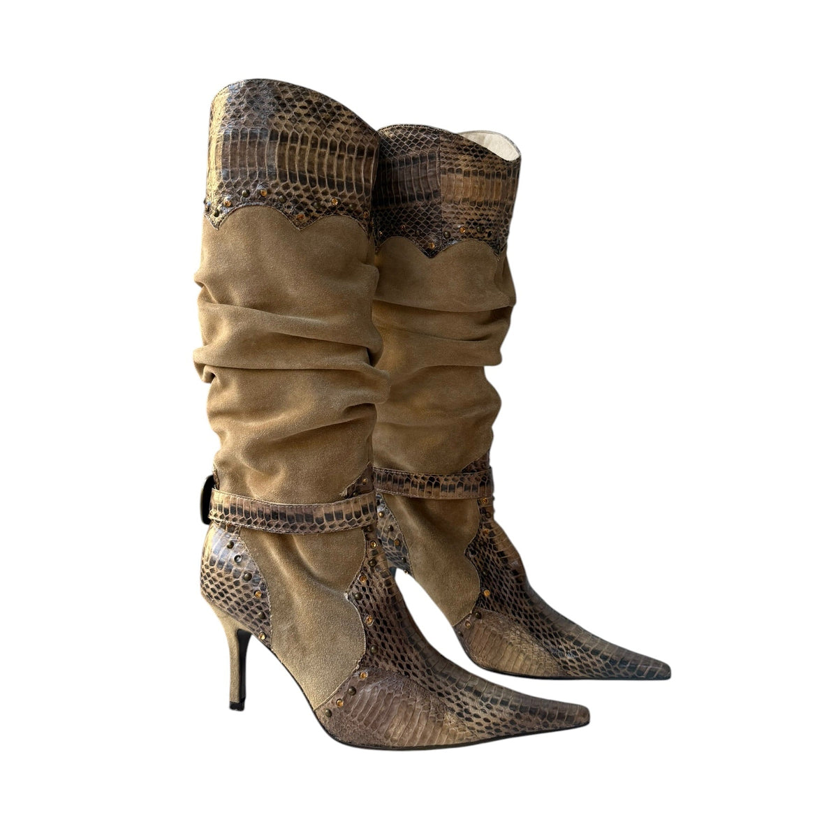 El Dantes Tan Suede & Snakeskin Boot