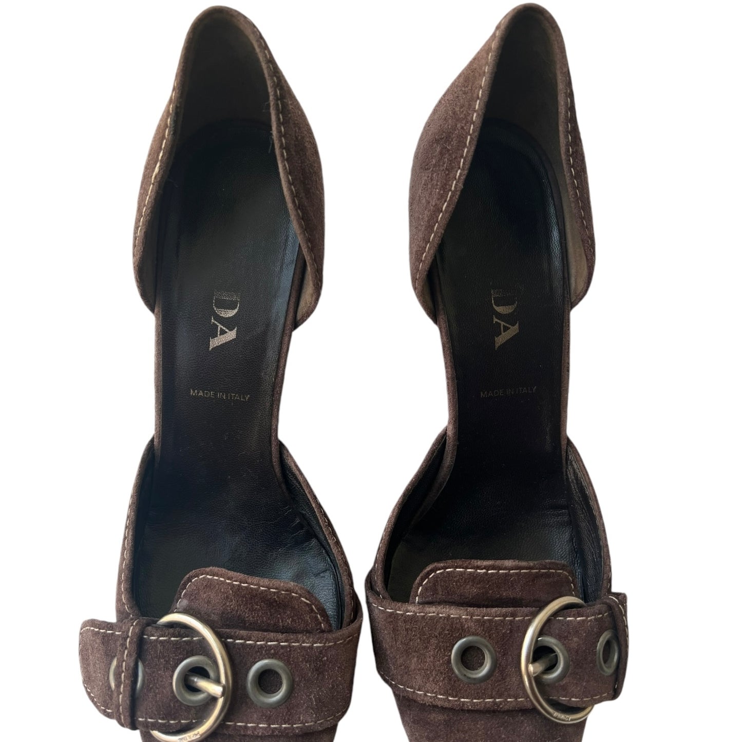 Prada Brown Suede Pointed Toe Heels