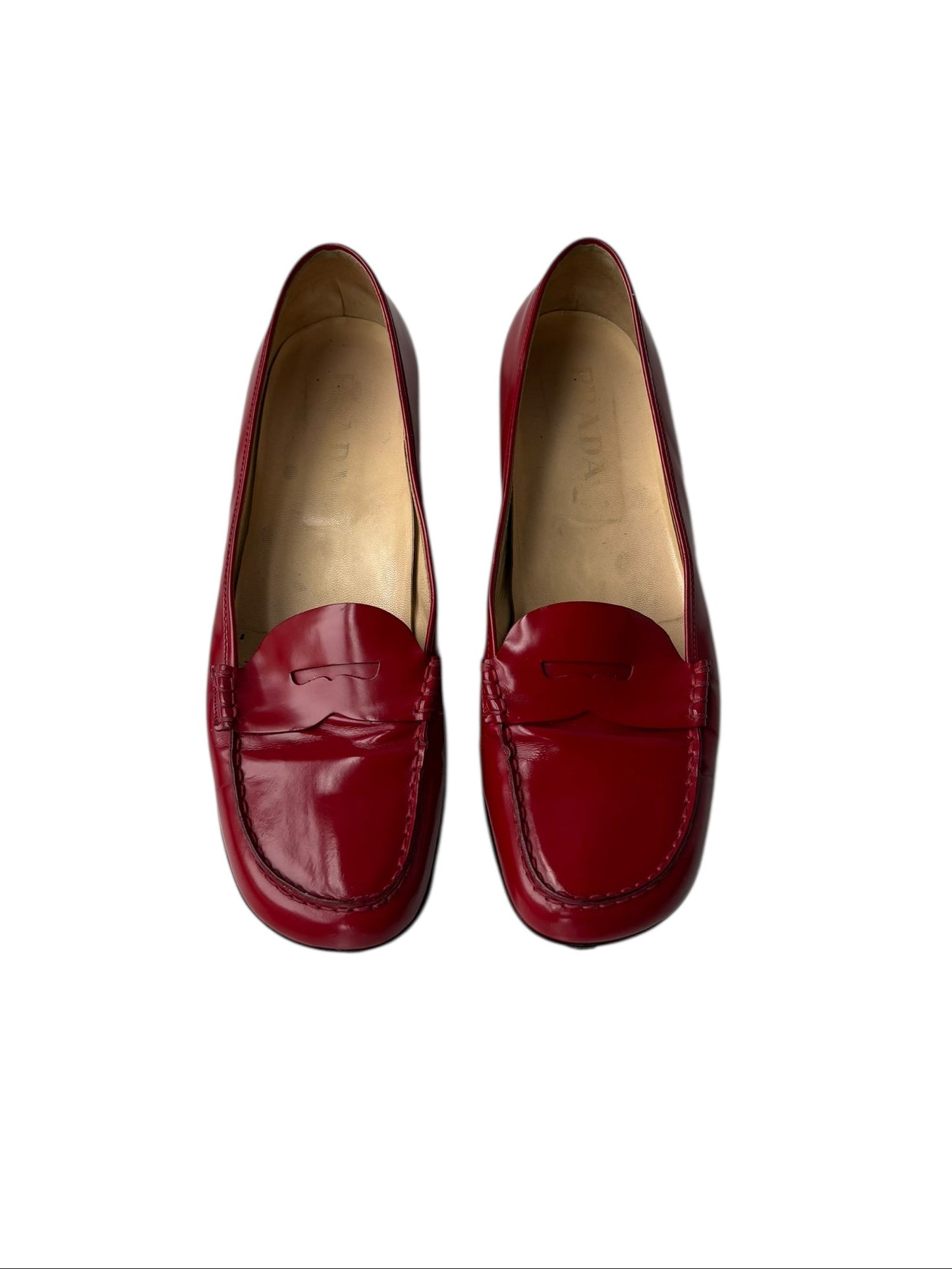 Prada Red Leather Loafers