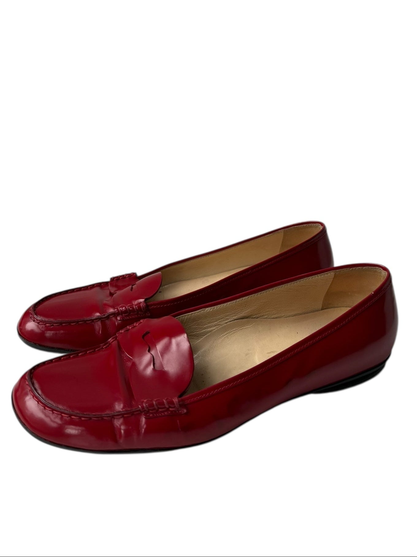 Prada Red Leather Loafers