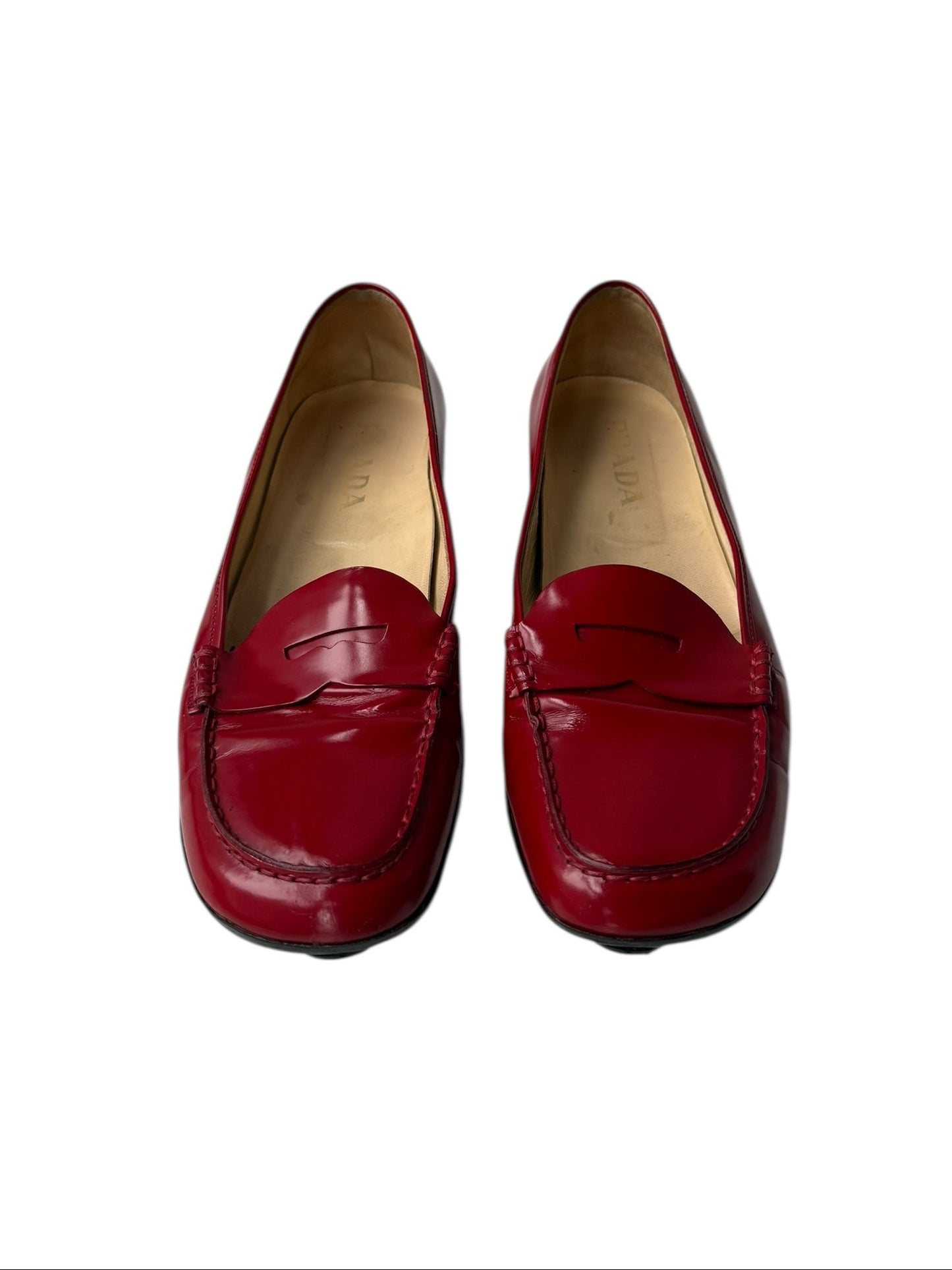Prada Red Leather Loafers