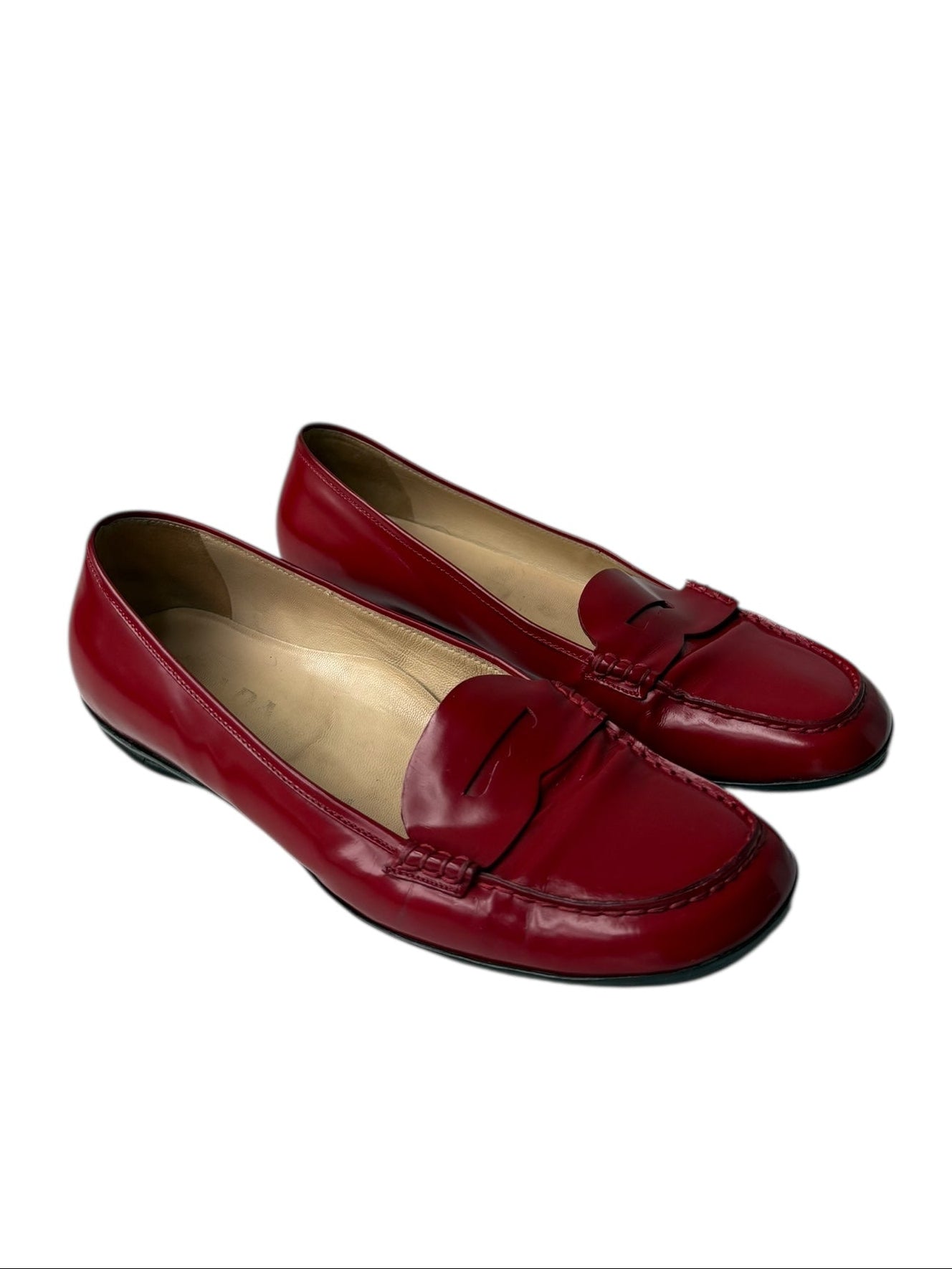 Prada Red Leather Loafers