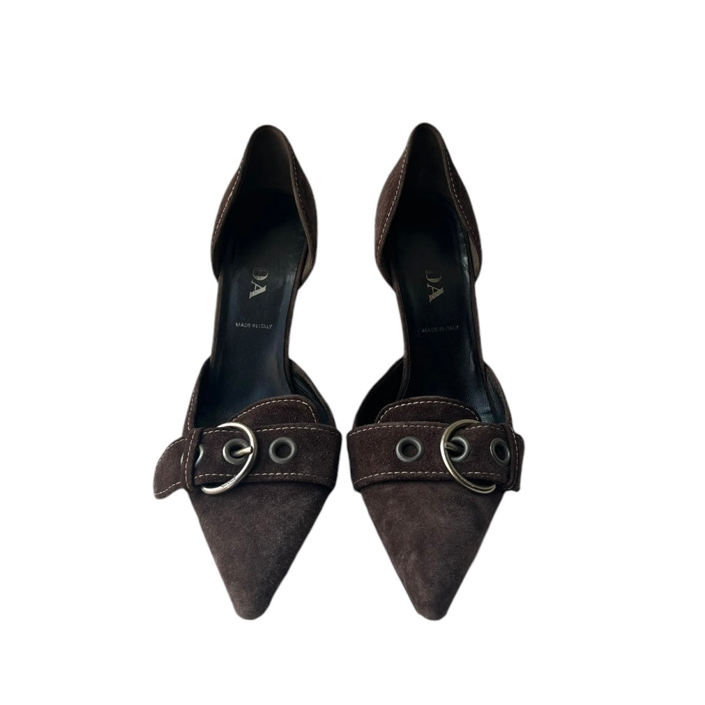 Prada Brown Suede Pointed Toe Heels