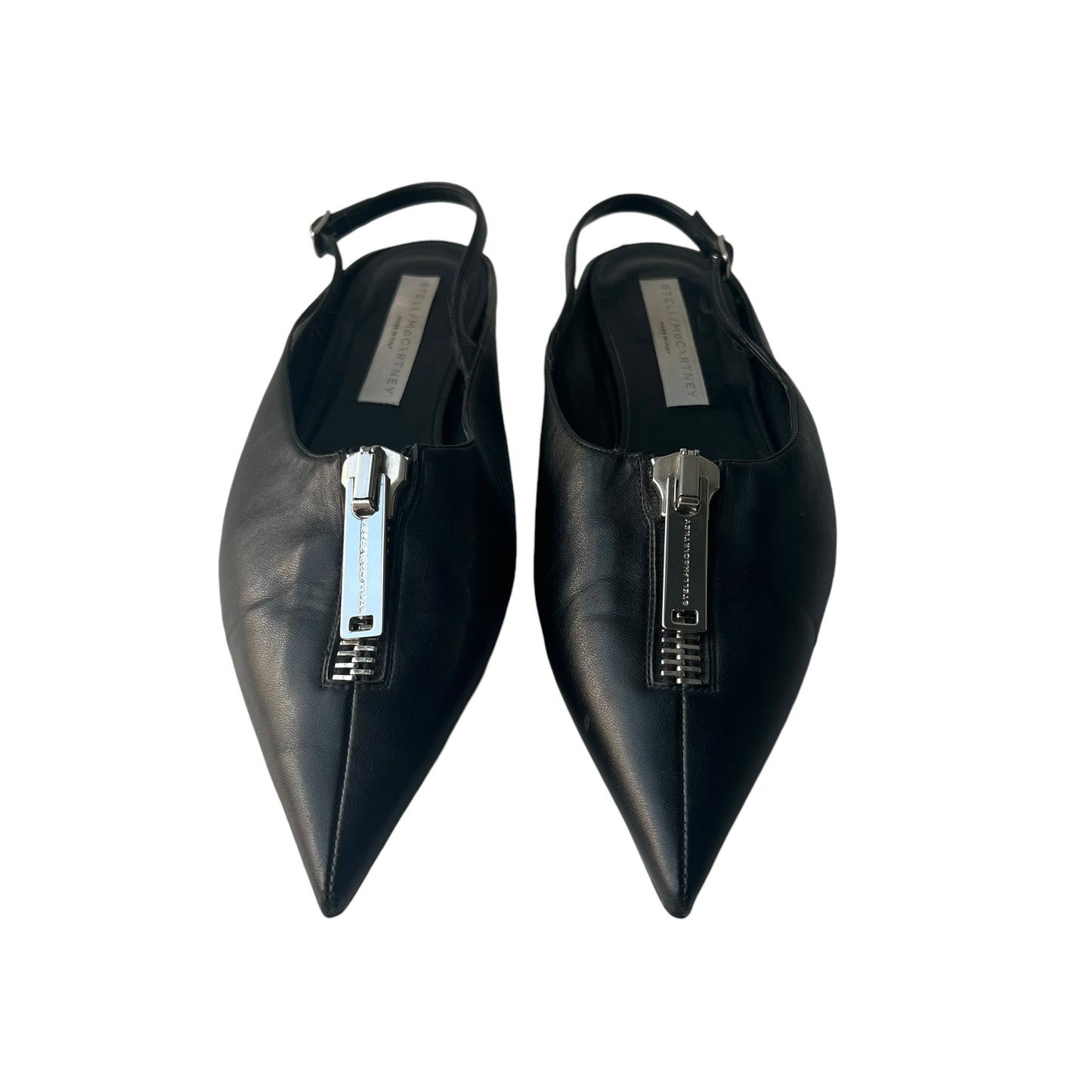 Stella McCartney Pointed Toe Zipper Slingback Flats
