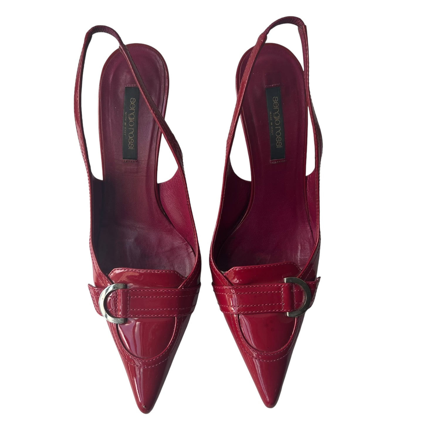 Sergio Rossi Red Buckle Heels
