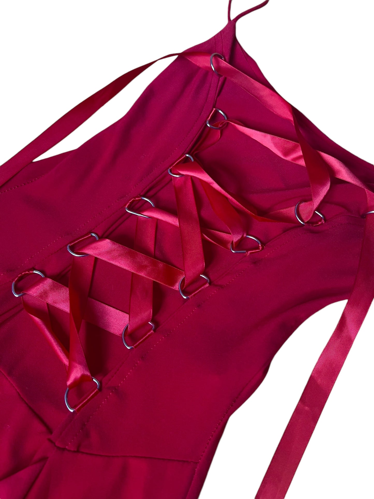 Vintage Red Cross Tie Maxi Dress