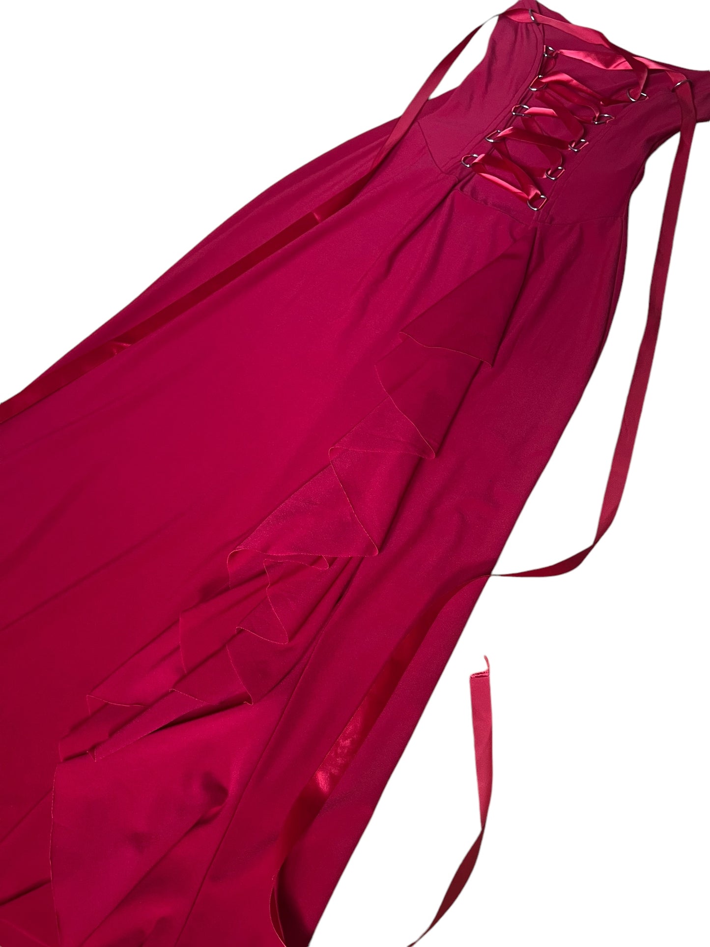 Vintage Red Cross Tie Maxi Dress