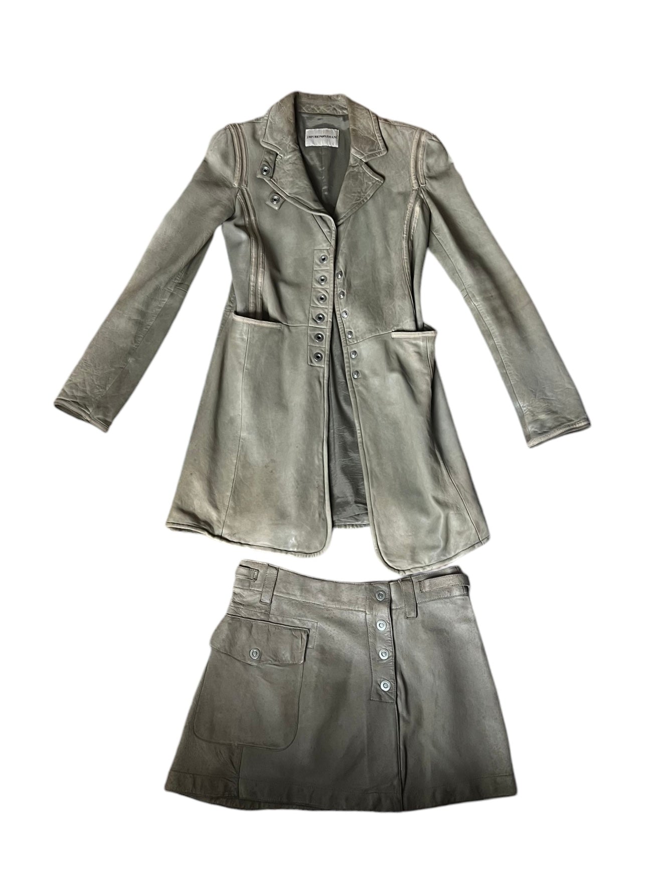 Emporio Armani Leather Skirt & Coat Set